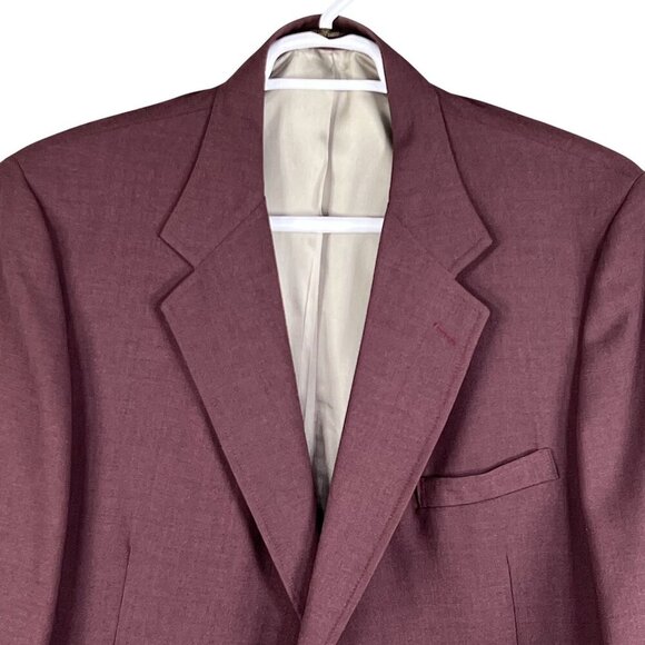 Sutter & Grant Mens 44L Burgundy Wool Blazer Gold Crest Buttons Academia Preppy - Picture 8 of 15